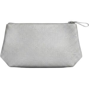 Lancome Pewter Lizard Embossed Cosmetic Bag Makeup Pouch Front Pocket